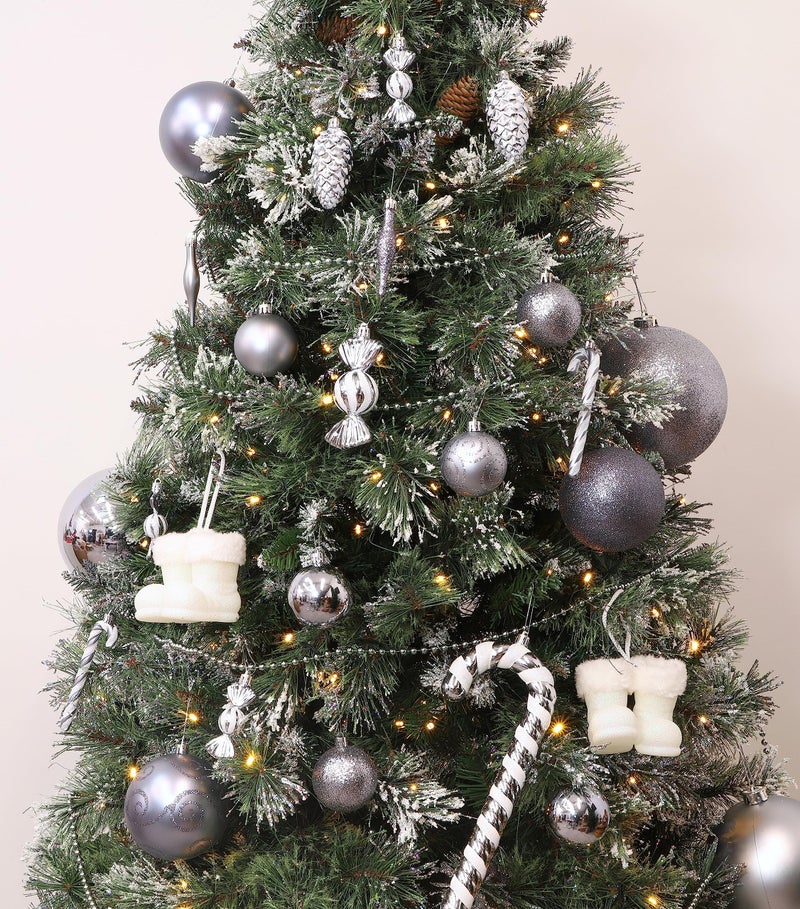 Christmas ConceptsÂ® Pack of 10-60mm Christmas Tree Baubles - Shiny, Matte & Glitter Decorated Ornaments (Graphite Grey) - Image 2